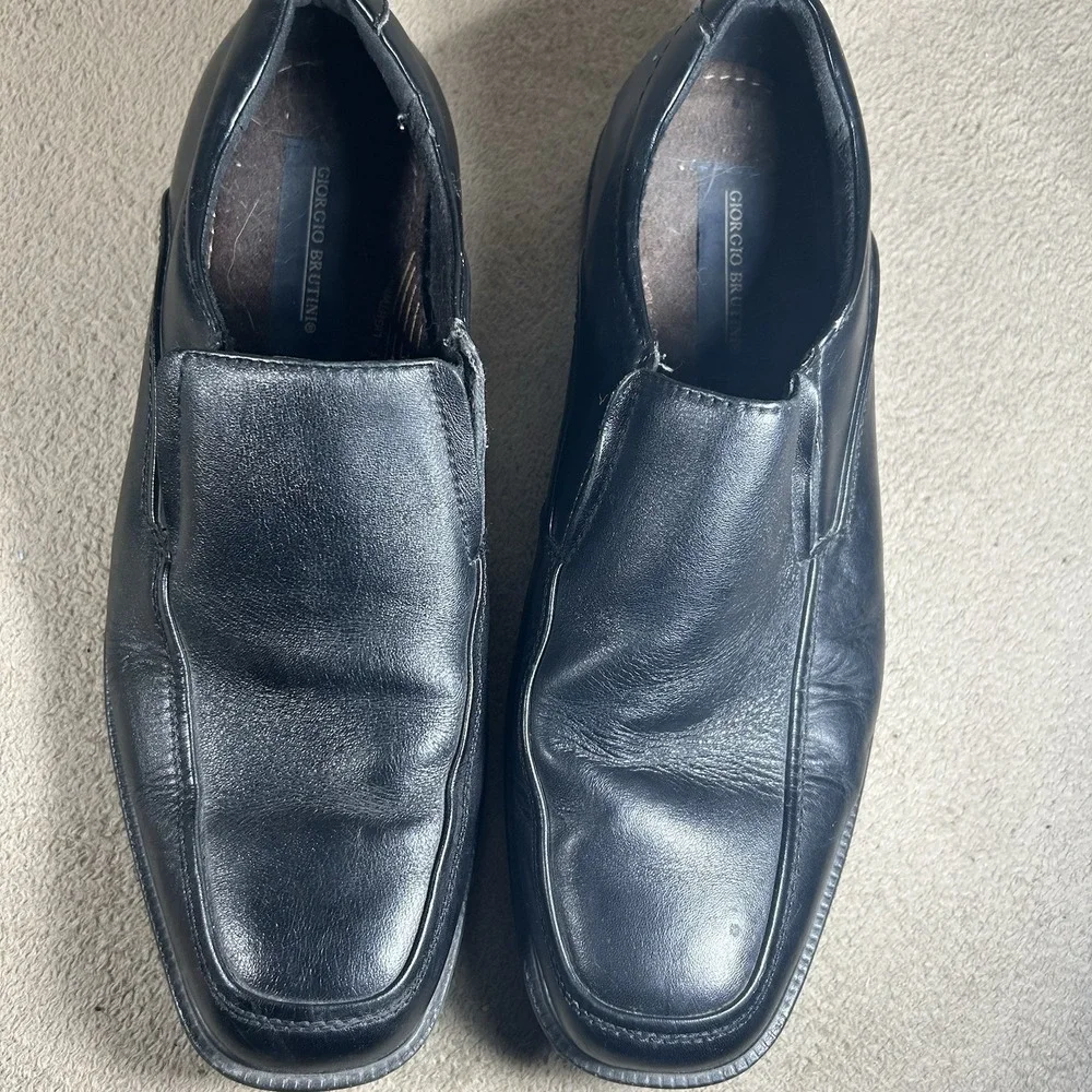 Giorgio Brutini Black Leather Slip-On Square Toe Dress Shoe Loafer Men's Sz 10M